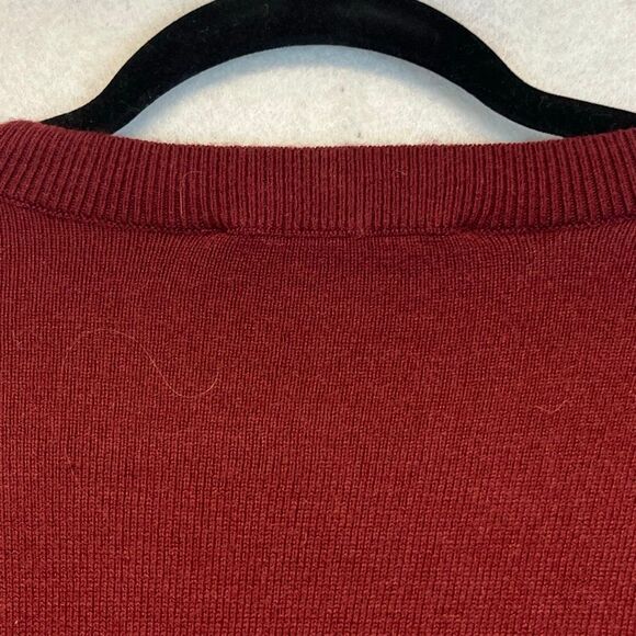 LOFT Women’s Sweater XL Burgundy Deep V-Neck Long Sleeve Oversized Knit Soft - Picture 10 of 10